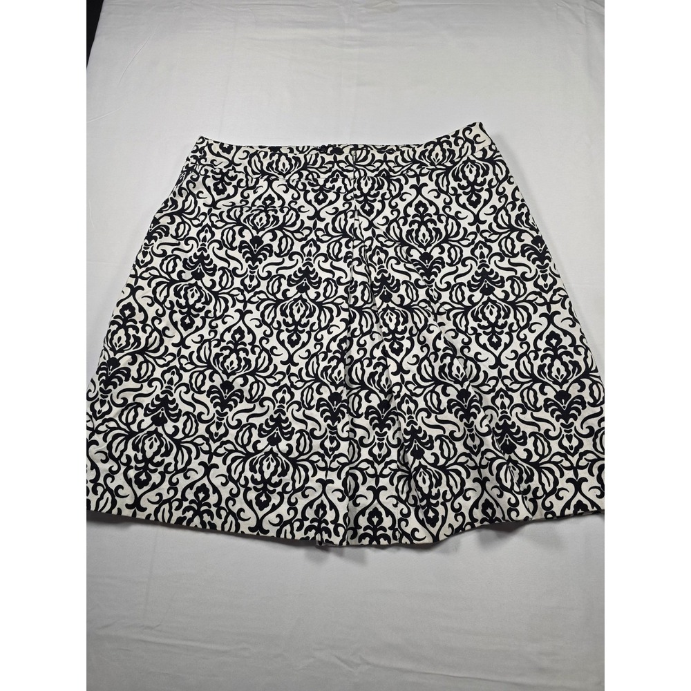 Valerie Bertinelli Womens Black White Damask Scroll‎ A-Line Skirt Size 4
